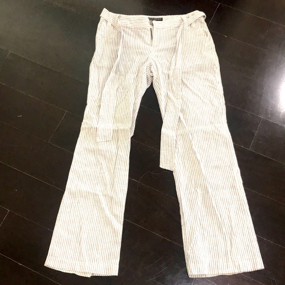 White and blue linen wide legs